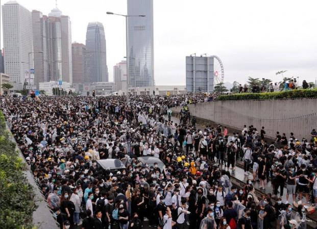 Protesters rally against the proposed extradition bill in Hong Kong on Wednesday, June 12. Hong Kong protests