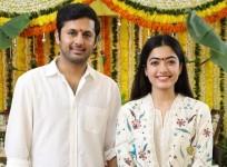 Nithiin and Rashmika Mandanna at Bheeshma launch