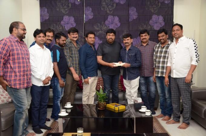 Chiranjeevi with the members of Film Newscasters Association of Electronic Media Chiranjeevi with the members of Film Newscasters Association of Electronic Media