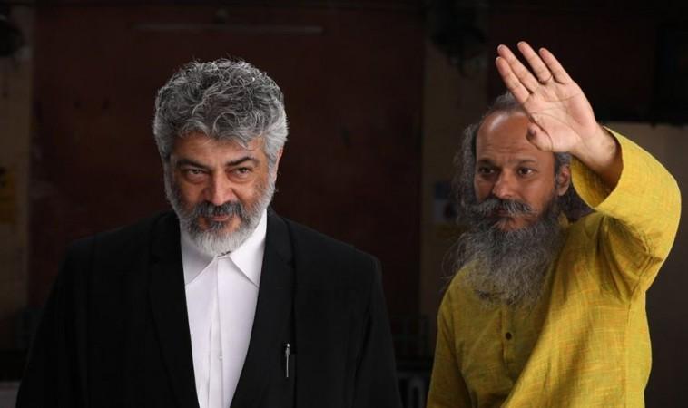 Ajith on the sets of Nerkonda Paarvai. Ajith on the sets of Nerkonda Paarvai