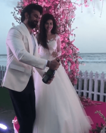 Rajeev Sen and Charu Asopa on their engagement in Goa. Rajeev Sen and Charu Asopa engagement in Goa photos