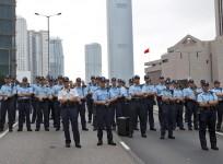Police stand on guard