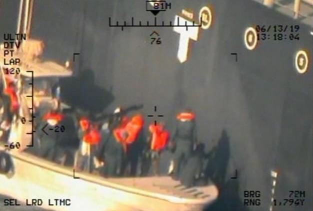 Image showing Islamic Revolutionary Guard Corps removing an unexploded limpet mine from Kokuka Courageous. U.S. military images