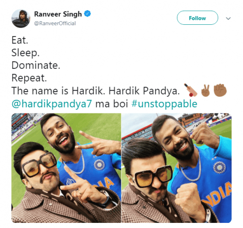Ranveer's tweet Ranveer Singh tweet