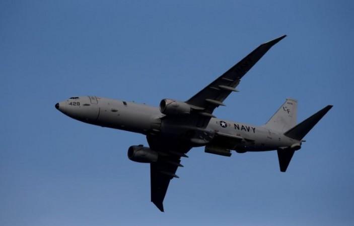 A U.S. Navy Boeing P-8A Poseidon maritime patrol aircraft takes part in the Malta International Airshow at SmartCity Malta outside Kalkara, Malta, P-8Is Surveillance Aircraft