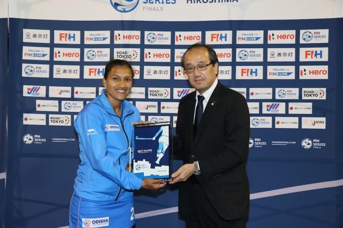 Captain Rani receiving Best Player award Rani Rampal