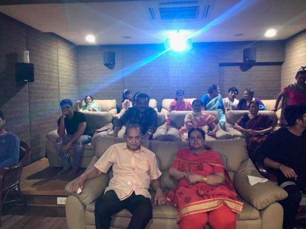Vijaya Nirmala watching Mahesh Babu's Maharshi with her husband Krishna Vijaya Nirmala watching Mahesh Babu's Maharshi with her husband Krishna