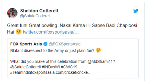 Sheldon Cotrell responds to Shami Cottrell Tweet