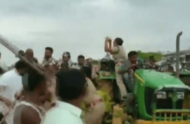 Screen grab from a video of the incident. TRS workers