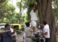 A Congress party worker in Delhi attempted to commit suicide outside the party office