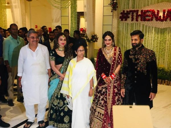 West Bengal chief minister Mamata Banerjee and Jadavpur MP Mimi Chakraborty were present at the reception. nusrat jahan wedding reception