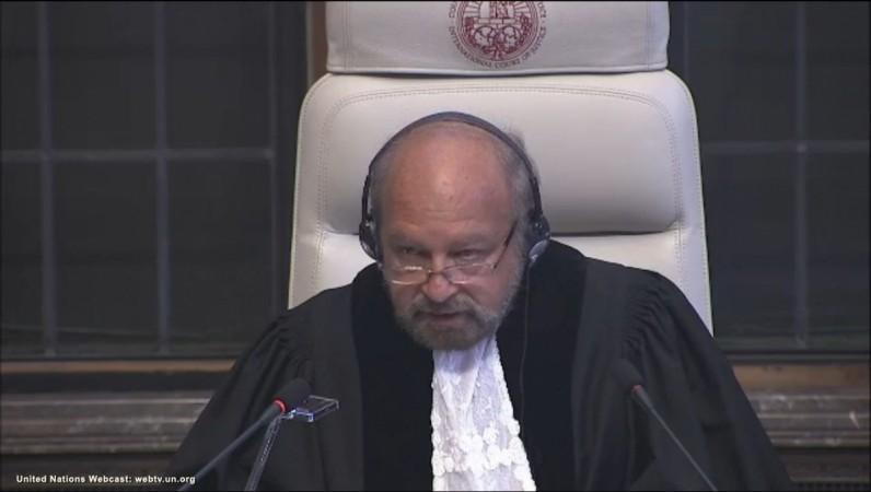 Judge Ronny Abraham, reading out the court verdict in Kulbhushan Jadhav's case in The Hague, Netherlands on May 18, 2017. Kulbhushan Jadhav case