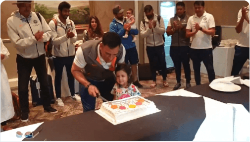 MS Dhoni cutting his birthday cake with daughter Ziva MS Dhoni birthday