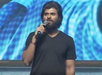 Vijay Devarakonda addressing the pre-release event of Dorasani