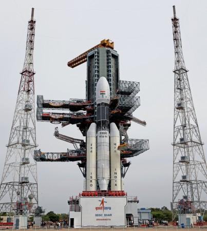 The Geosynchronous Satellite Launch Vehicle (GSLV Mk-III), biggest satellite launcher of the Indian Space Research Organisation (ISRO), stands ready on the second launch pad of the Satish Dhawan Space Centre, Sriharikota, with the nation's second lunar probe Chandrayaan-2 safely secured in the nose cone. The launch is scheduled in the early hours of July 15. India's lunar mission Chandrayaan-2 ready to take of aboard GSLV Mk-III