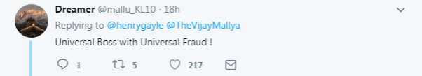 Chris Gayle Vijay Mallya Tweet