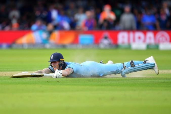 Ben Stokes flat out of the ground. Ben Stokes