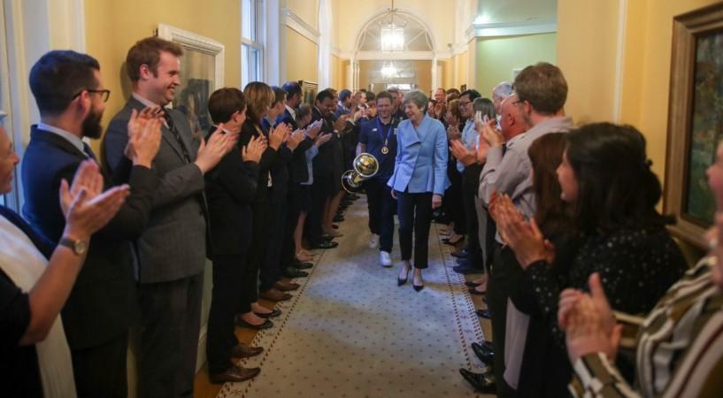 British PM leading the way with captain Morgan behind her England cricket team British PM