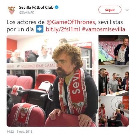 Dinklage cheering for Sevilla FC Peter Dinklage