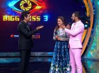 Varun Sandesh and his wife Vithika Sheru talking to Nagarjuna on Bigg Boss Telugu 3
