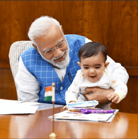 The two photos of the toddler uploaded by PM Modi has taken social media by storm. modi toddler
