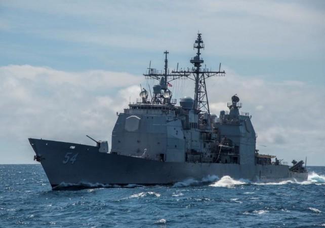The guided-missile cruiser USS Antietam (CG 54) is shown in the South China Sea, March 6, 2016. USS Antietam