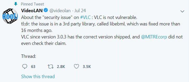 VideoLan's clarification about the flaw vlc reply
