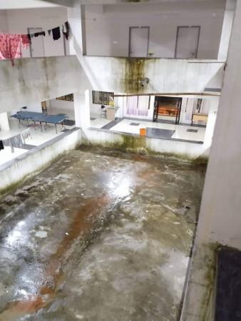 Dilapidated state of girls' hostel. NLUO