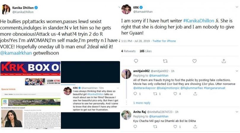 Kanika Dhillon and KRK's tweets Kanika Dhillon and KRK's tweets