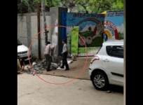 students clearing garbage