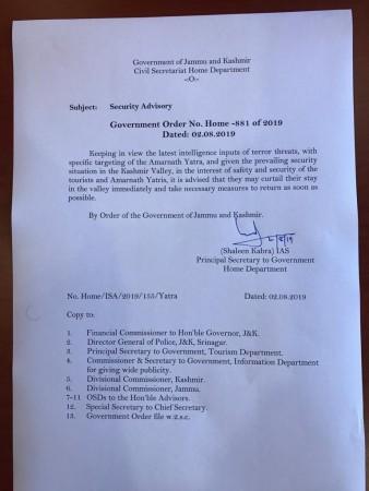 Advisory Amarnath Yatra