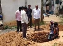 Rainwater harvesting pits being constructed at ward no. 23 of Nagawara