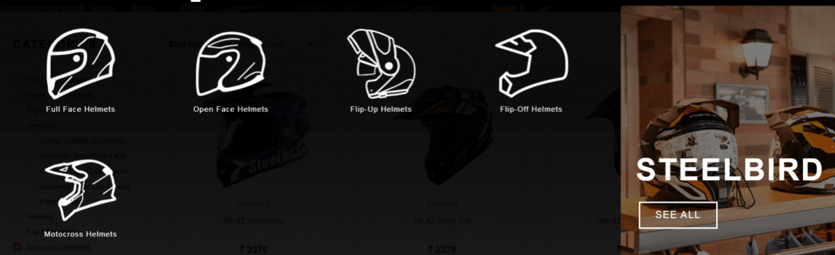 Range of helmet designs steelbird