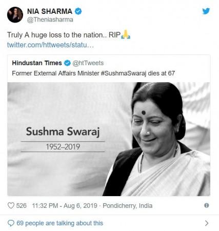 Tv celebs mourn Sushma Swaraj's death