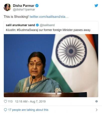 Tv celebs mourn Sushma Swaraj's death