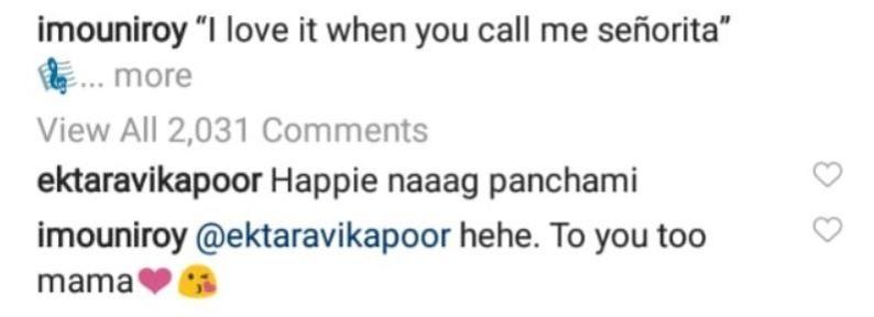 Ekta Kapoor's comment on Mouni Roy's picture
