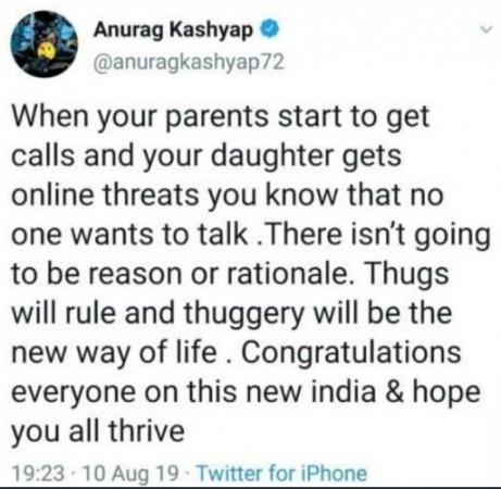 anurag kahsyap tweet