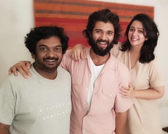 Puri Jagannadh, Vijay Devarakonda and Charmme Kaur Puri Jagannadh, Vijay Devarakonda and Charmme Kaur