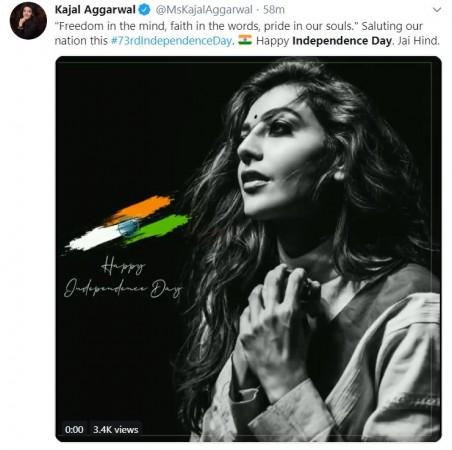 Kajal Aggarwal wishes Happy Independence Day 2019