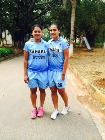 Deep Grace with the Indian captain Rani Deep Grace Ekka