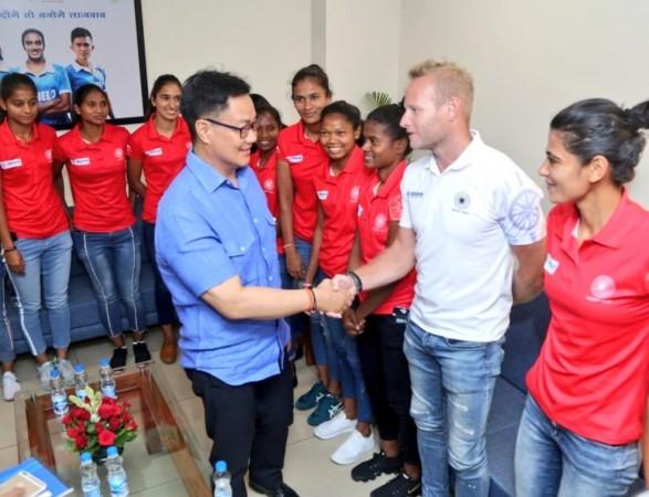 Sjoerd Marijne meeting Sports Minister Kiren Rijiju Sjoerd Marijne
