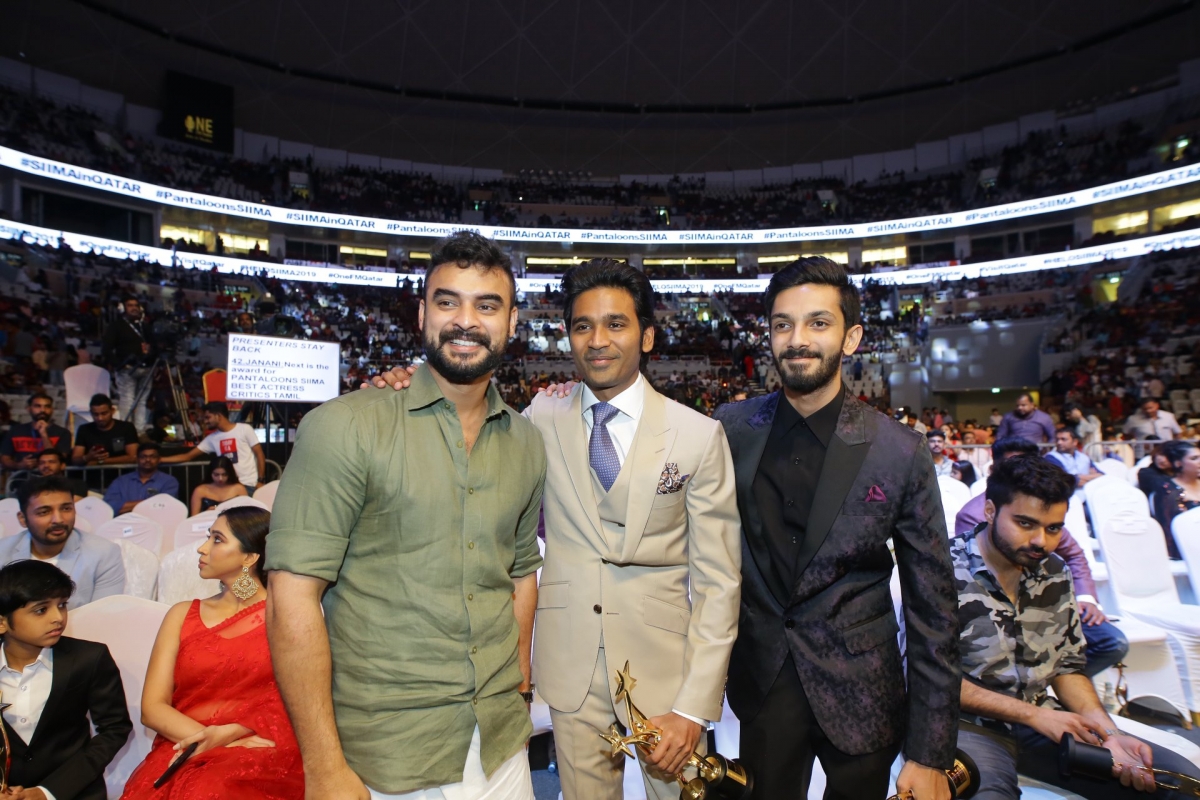 Tovino Thomas with Dhanush and Anirudh at SIIMA Awards