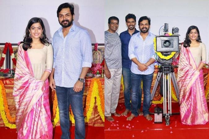 Karthi and Rashmika. Karthi and Rashmika