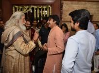 Pawan Kalyan with Amitabh Bachchan,  Chiranjeevi and Ram Charan on the sets of Sye Raa Narasimha Reddy