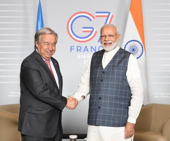 United Nations General Secretary Antonio Guiteress with Prime Minister Narendra Modi. PM Modi G7