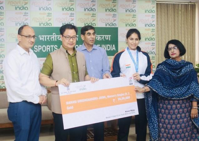 Manasi with sports minister Kiren Rijiju Manasi Joshi