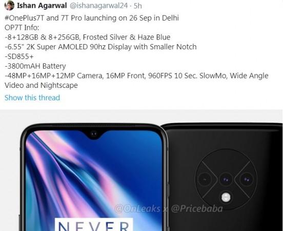 OnePlus 7T launch date in India tipped OnePlus 7T launch date in India tipped