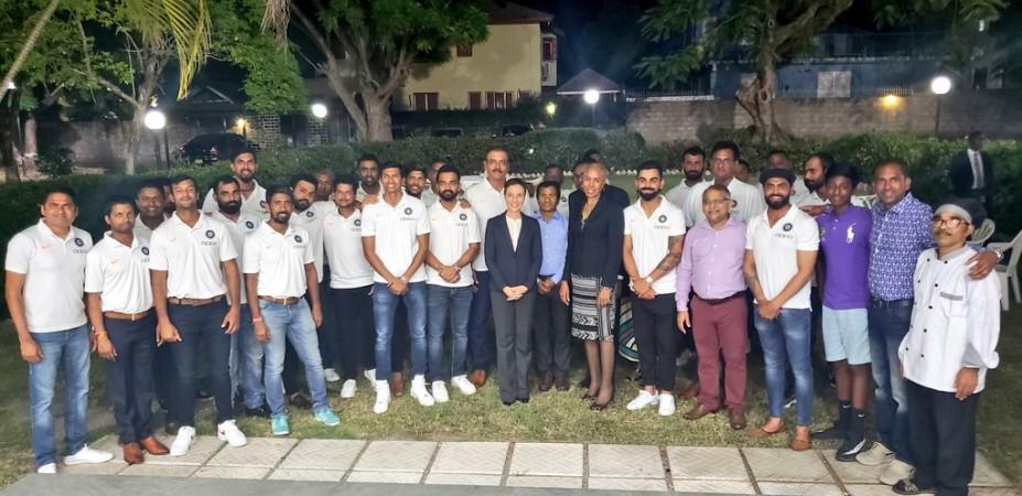 The group photo taken at Indian High Commissioner's house Indian cricket team visit to High Commissioner's office