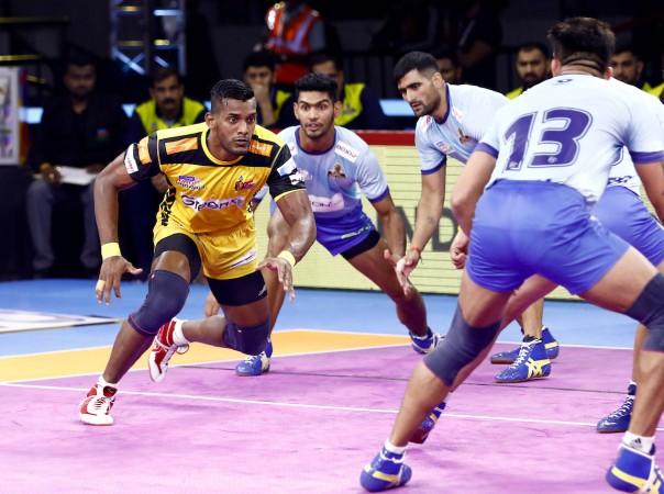 Siddharth Desai during one of his raids Tamil Thalaivas vs Telugu Titans