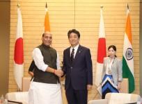 Rajnath Singh meeting Japanese PM Shinzo Abe